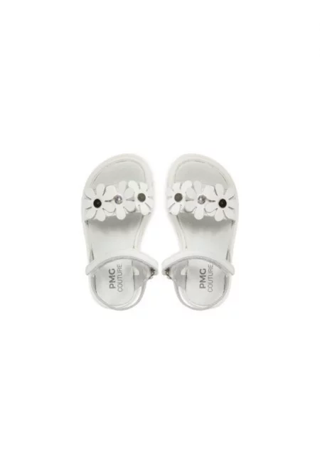 Сандали за момиче - 7938511 -  Естествена кожа - Бели - Бял