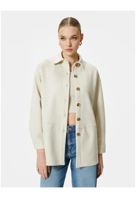 Шакет от еко велур с остра яка