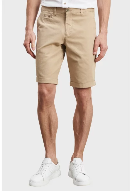 Шорти чино със средна талия - Бежов