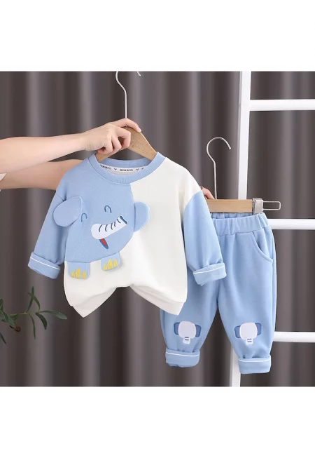 Синьо облекло за момче със слонове Рафаел