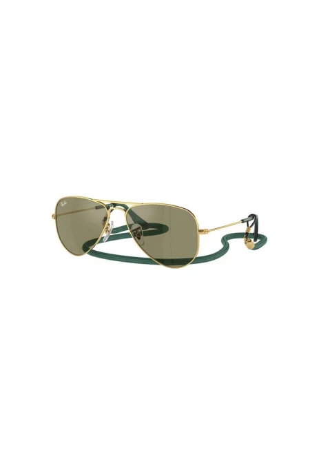 Слънчеви очила Aviator с метална рамка - Златист/Папратово зелено
