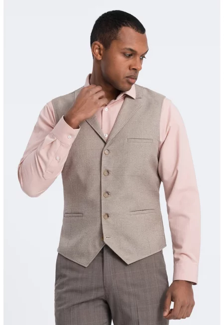 Слим елек с копчета - Кафяв/Бежов