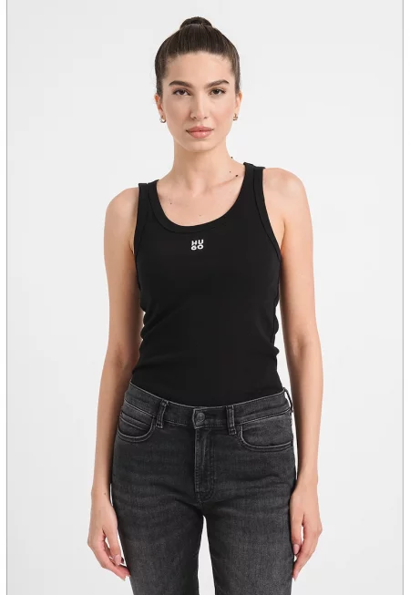 Слим топ Datamia - Черен