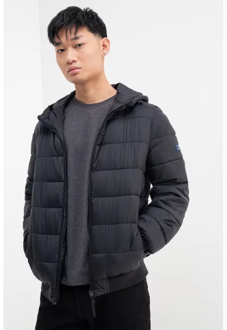 Свободно яке с качулка - Черен