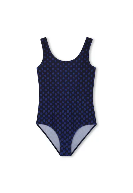 Цял бански с овално деколте - Тъмносин