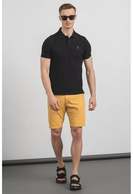 U.S. Polo Assn - Памучна тениска по тялото с яка