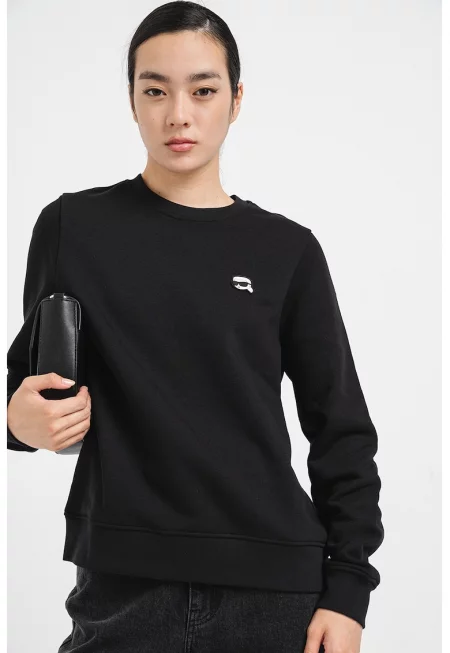 Уголемен суитшърт Ikonik 2.0 с памук - Черен