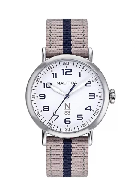 Унисекс часовник -  найлон/неръждаема стомана - бял/сив