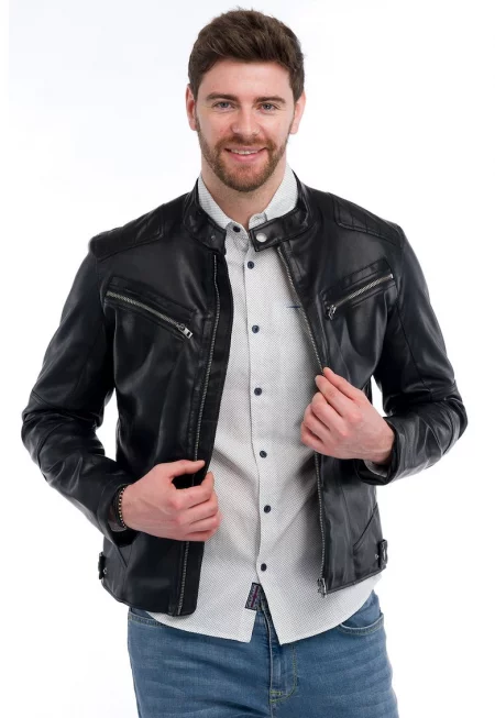 Яке от еко кожа с джобове с цип