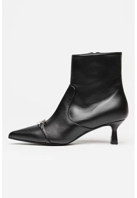 Заострени кожени боти - Черен