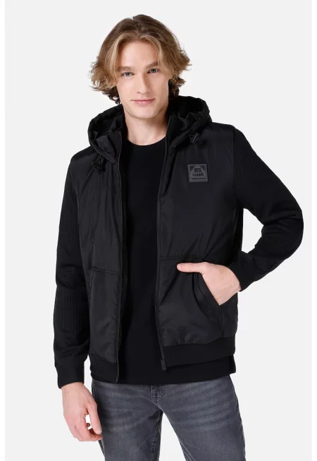 Зимно яке с качулка - Черен