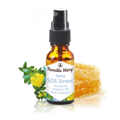 Антистрес спрей за уста със златен корен и витамин В6 - SOS Stress Rhodiola, Vitamin B6, Miel d’oranger, 20 ml