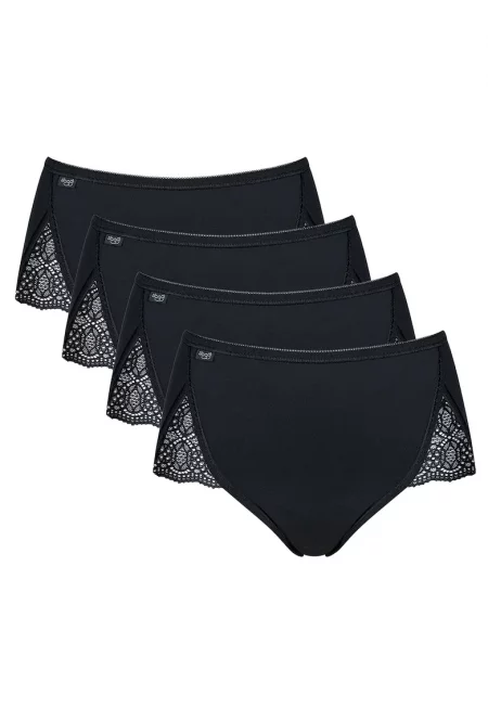 Бикини с дантела - 4 чифта - Черен