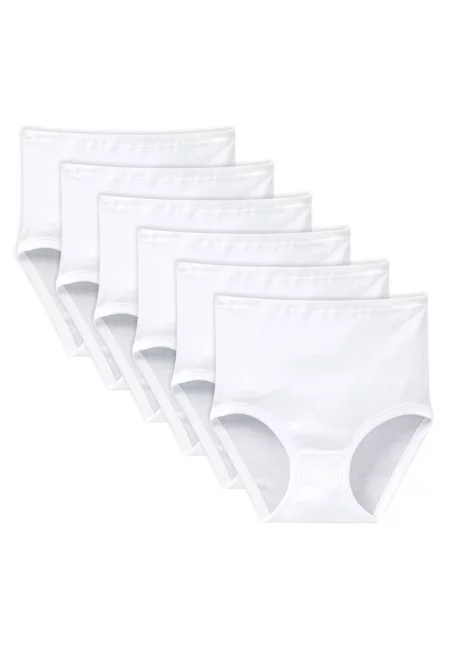 Бикини с висока талия - 6 чифта - Бял