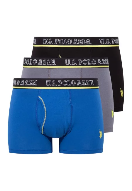 Боксерки с лого на талията - 3 чифта - Черен/Пепеляво сиво/Син