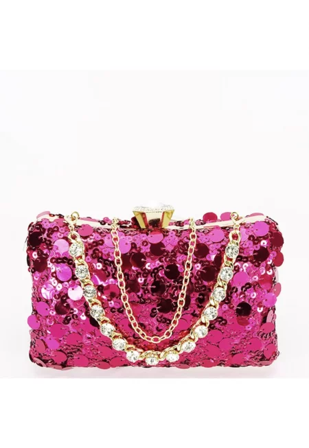 Чанта клъч в цвят фуксия с пайети BYH-896 05 17327