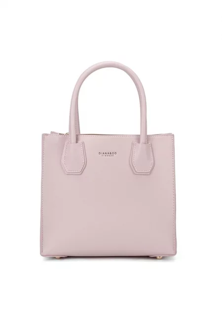 Чанта от еко кожа с отделяща се презрамка - Светлорозов