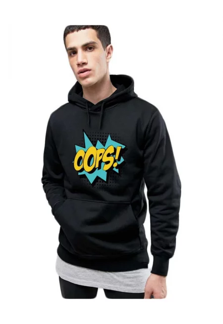 Черен мъжки суичър с качулка - Ами сега