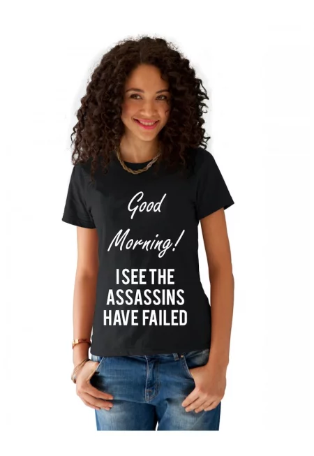 Черна дамска тениска - Assassins failed