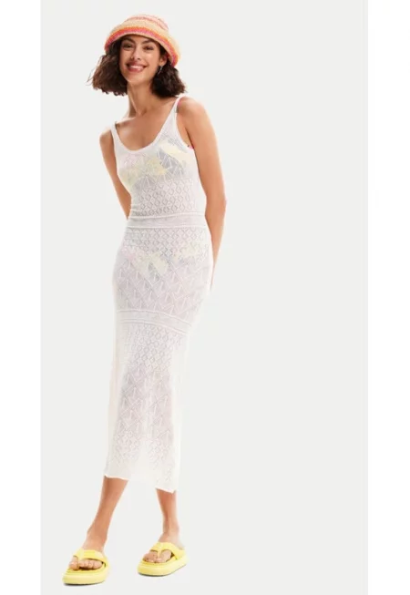 Дамска плажна рокля -  Бяла - Вискоза - Бял