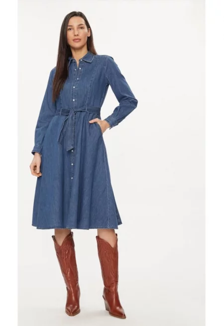 Дамска рокля -  13031 - Синя - Памук