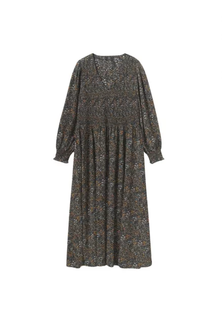 Дамска рокля  цветя - разкроена - многоцветна - полиестер-еластан - Многоцветен