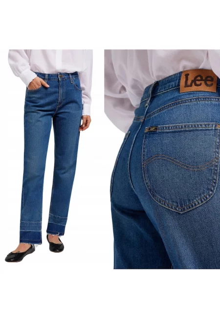 Дамски дънки  mom jeans - стандартна кройка - висока талия - син - памук -