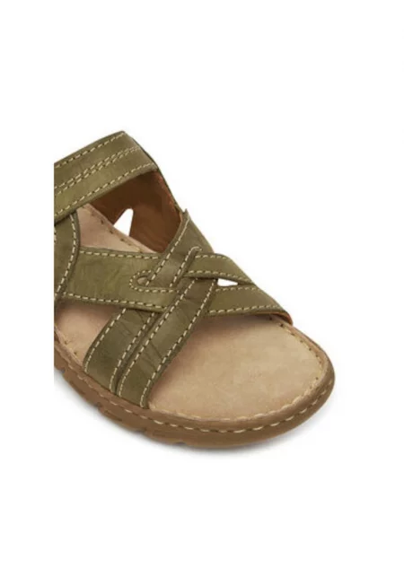 Дамски джапанки - 76810 -  Естествена кожа - Каки