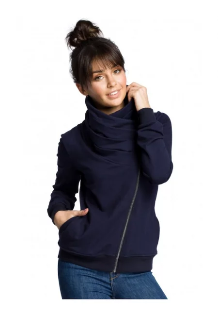 Дамски суичър - памук/еластан - тъмносин