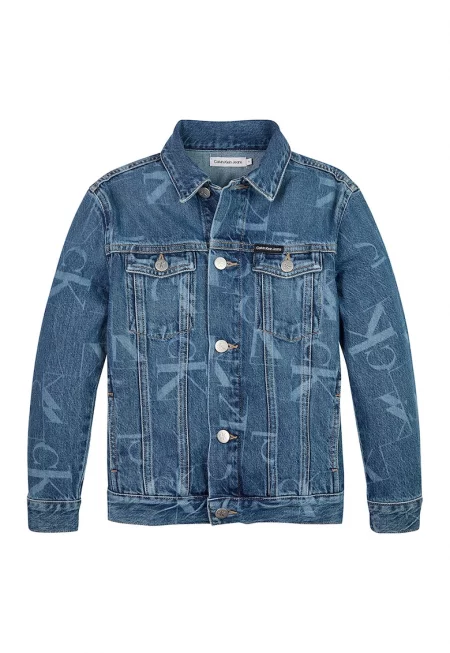 Дънково яке с лого - Син меланж