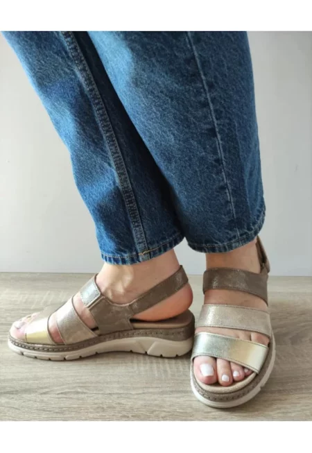 Ежедневни дамски сандали  12511T Mostar H6-1 Златни + Металик - Златен