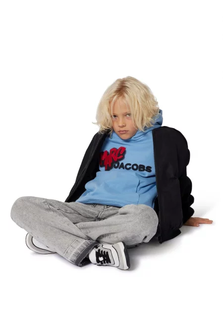 Худи с лого и джоб кенгуру - Светлосин