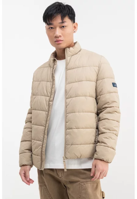 Капитонирано зимно яке с вата - Тъмнобежово