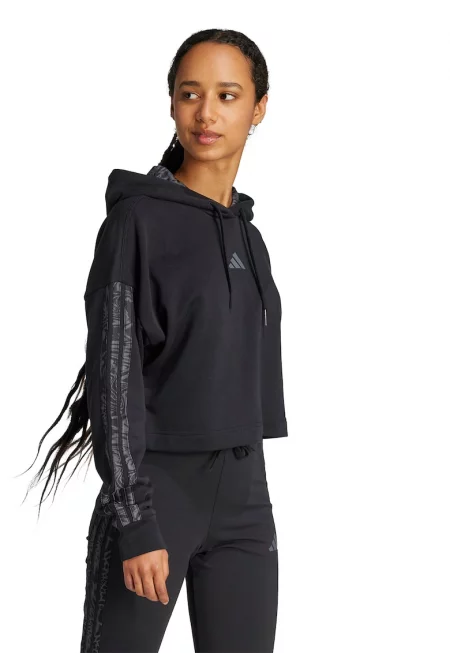 Късо худи с лого - Черен/Tъмносив