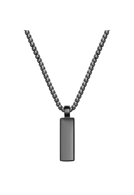 Колие от неръждаема стомана с висулка - Черен