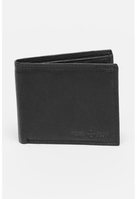 Кожен портфейл с прегъване - Черен