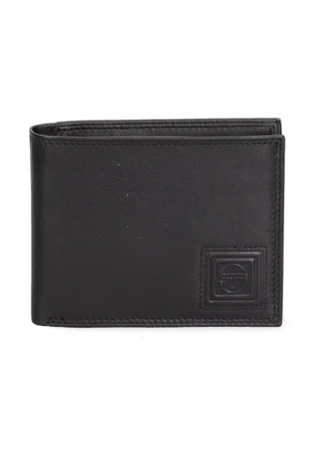 Кожен портфейл с прегъване - Черен