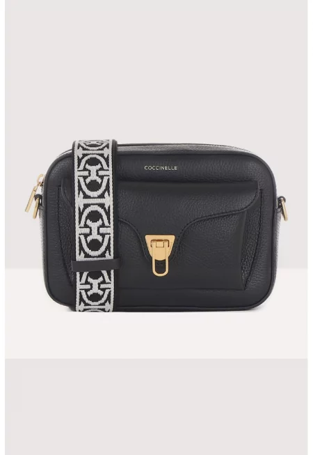 Кожена чанта през рамо Beat Soft с отделяща се презрамка - Златист/Черен