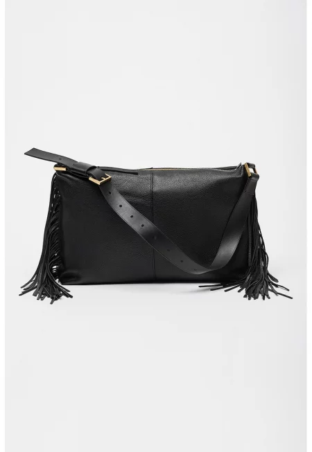 Кожена чанта за рамо Edbury - Черен