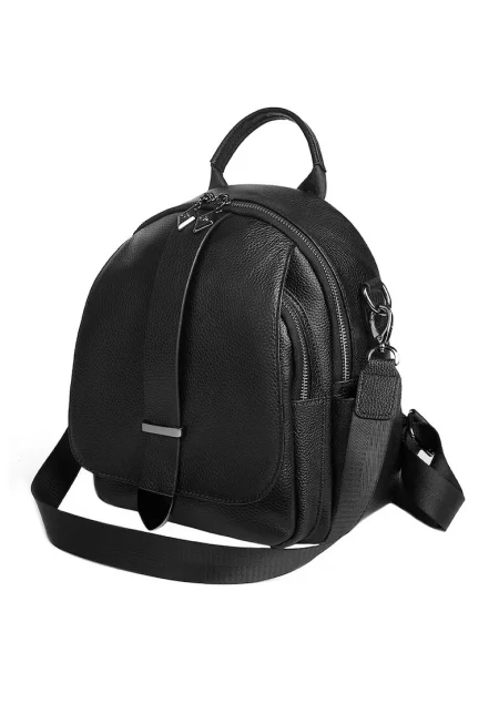 Кожена раница Layton с релеф - Черен