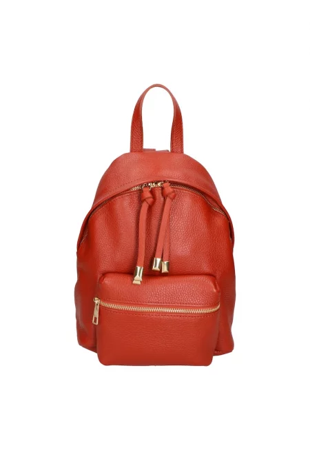 Кожена раница с преден джоб с цип