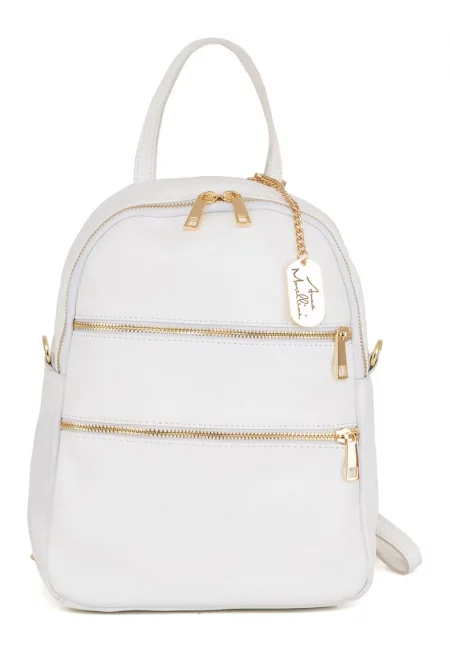 Кожена раница Zeolla с отделяща се презрамка - Бял