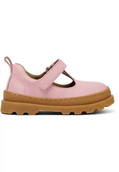 Кожени обувки Brutus с каишка - Пастелнорозов