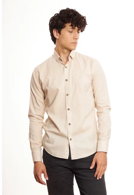 Ленена риза по тялото - Бежов