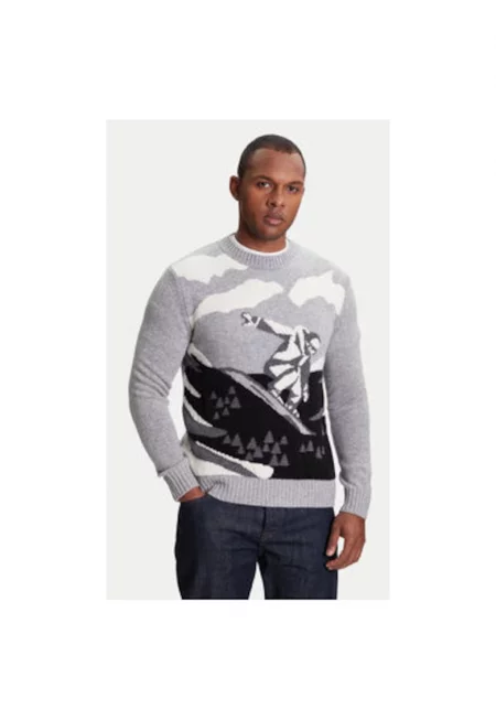 Мъжки пуловер  1244K108R - Вълна/Найлон - Сив - Сив