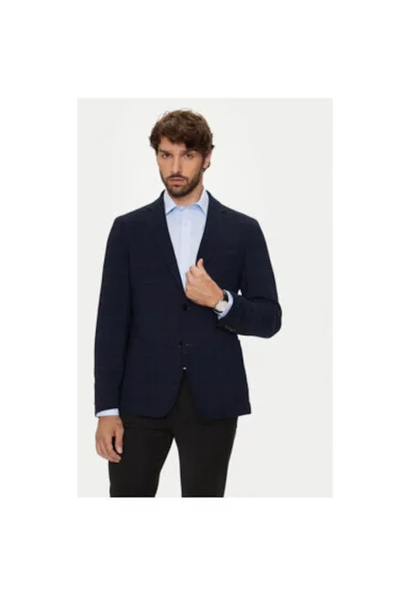 Мъжко яке -  304018657 - Вълна/Вискоза/Памук - Син - Син