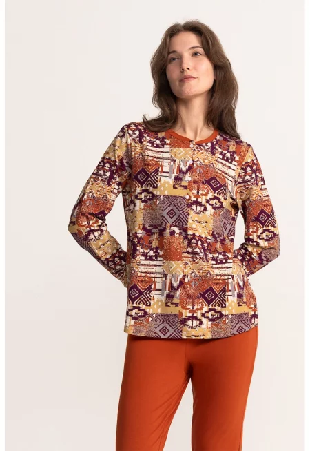 Пижама Lydia с памук с принт - Многоцветен