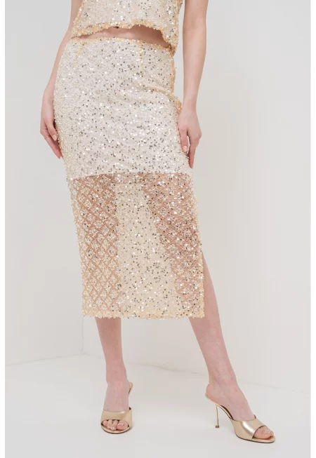 Пола Prater с пайети - Бял/Златист