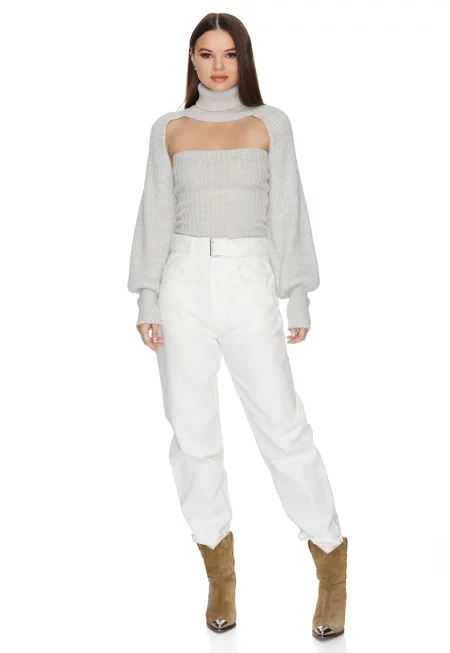 Поло с ръкави Cara и топ - Светло сив