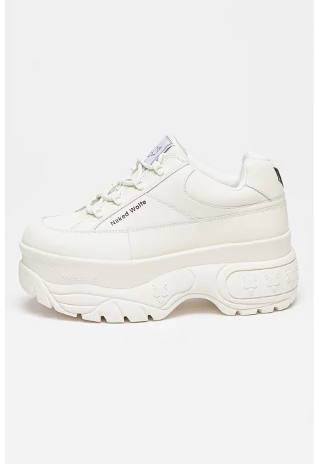 Полускосени кожени спортни обувки Sporty - Мръснобял